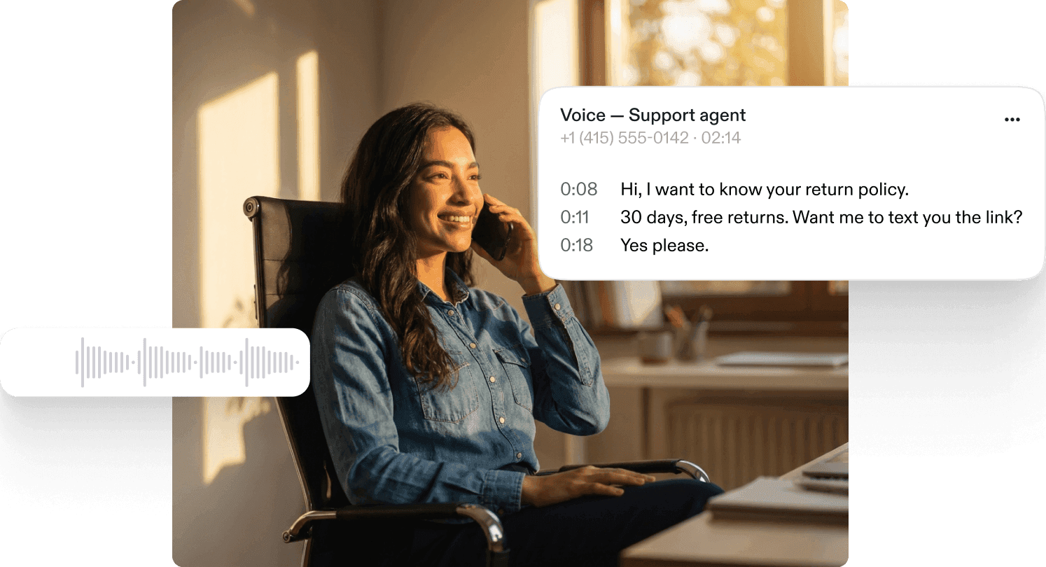 Live phone call transcript handled by a Lyro voice agent