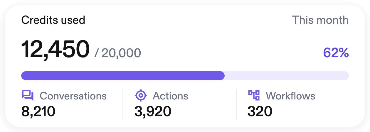 Lyro usage dashboard showing credits spent on resolved work