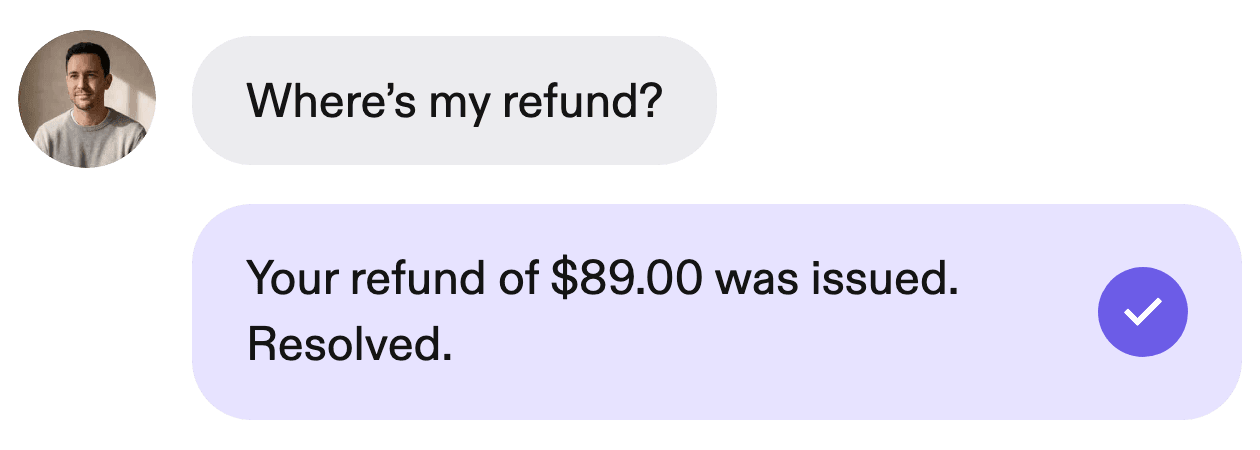 Lyro resolving a customer request in the chat widget