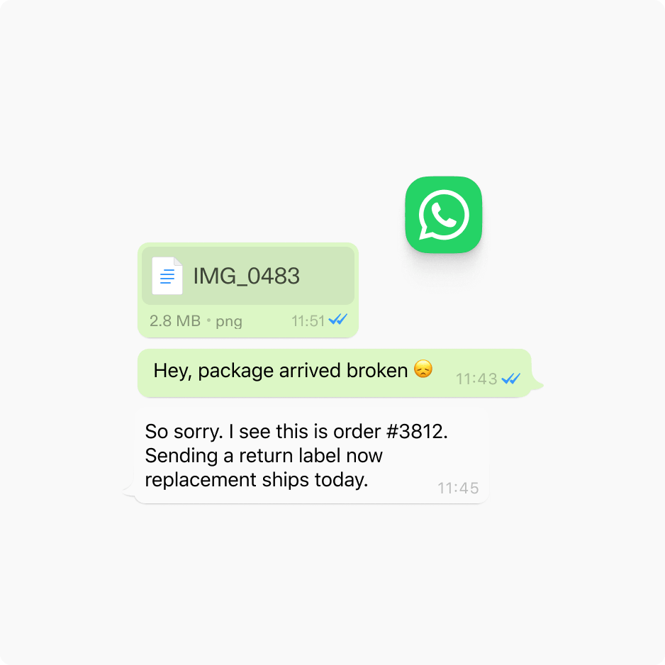 Lyro resolving a WhatsApp conversation