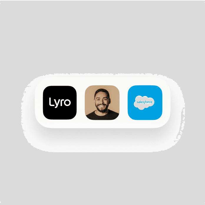 A handoff from Lyro to a human and Salesforce